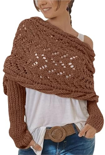 Gestrickte Schal mit Ärmeln Strick, Winter Warm Häkeln Ärmelschal Halstücher Stricken Multifunktionaler Pullover Schal Winterschal Halstuch Einfarbig Wrap Scarf with Sleeves, Ärmelschal Shawl Cape