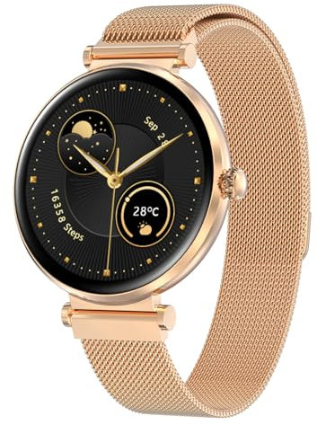 Bebinca Smartwatch Damen mit Telefonfunktion, 1,32“ HD Quadratische Touchscreen Fitness-Tracker, IP67 Wasserdicht/Herzfrequenz/120+ Sportmodi für Android iOS(Roségold)