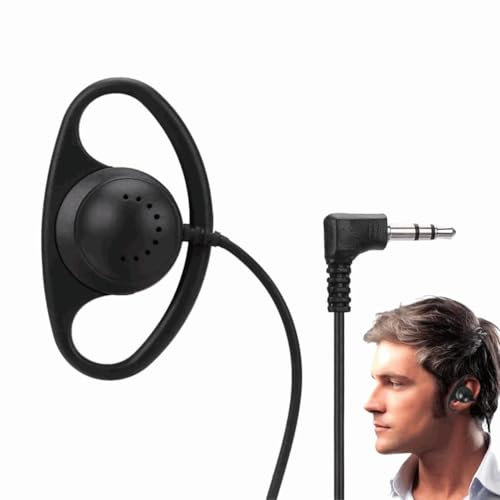 TECHZOCO Auriculares Mono de Doble Canal, Auricular en Forma de G, Auriculares de Radio walkie bidireccionales, Apto para para Ordenador Portátil, PC, Skype, VoIP ICQ, 1 Metro, Jack 3.5 mm