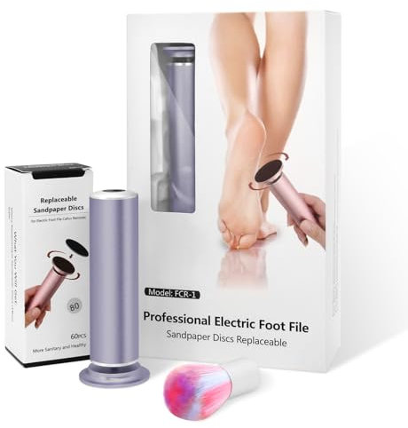 Electric Foot File Hard Skin Remover Adjustable Speed Electric Callus Remover for Feet Care Dead Skin Removal with 60PCS Replaceable Sandpaper Discs (Gray)
