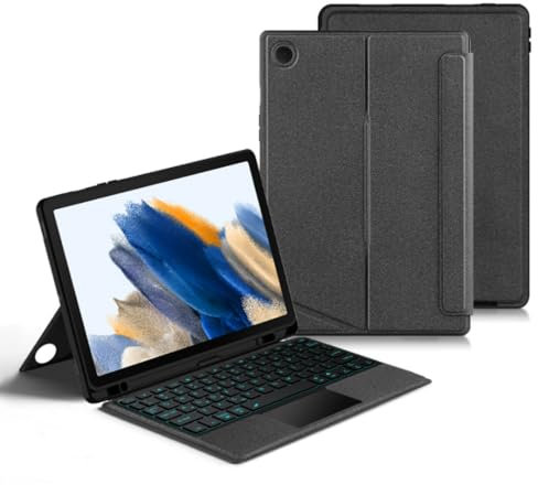 HENGHUI Étui clavier rétroéclairé pour Galaxy Tab A8 10,5 avec pavé tactile et pavé tactile rétroéclairé - Mode portrait