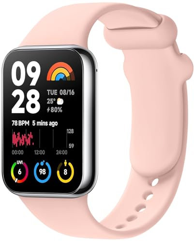 Wanme Armband für Xiaomi Redmi Watch 4 / Xiaomi Smart Band 8 Pro/Xiaomi Smart Band 9 Pro Armbänder, Klassisches Original Silikon Uhrenarmband, Wasserdichtes Sport Ersatzarmband, Rosa