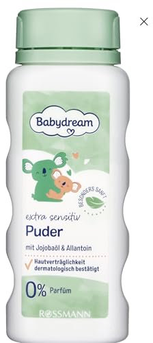 2X Babydream Extra Sensitiv Puder 100g mit Jojobaöl & Allantoin, Parfümfrei, Dermatologisch Bestätigt