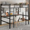 Huayz Hochbett Metall 90x200 cm, für Kinder, Jugendliche und Erwachsene, Metallbett Etagenbett mit Schreibtisch und Regal (Schwarz-1, 90×200cm)