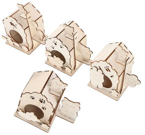 INOOMP 4pièces Cabane à Oiseaux Bois Non pour Garçon Fille Kit De Bricolage Créatif à Décorer Nid Suspendu pour Oiseaux Activité Manuelle pour Garçons Et Filles