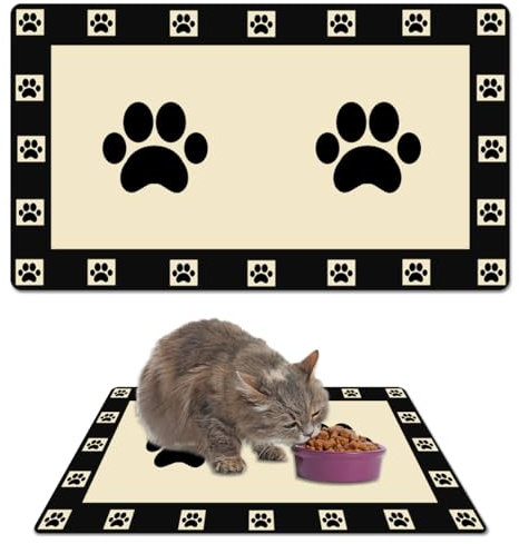 Tapis de Gamelle pour Chien et Chat, 50×30 cm Tapis Chat Gamelle Absorbante, Facile à Nettoyer, Antidérapant Tapis Chien Gamelle de Terre de Diatomée pour Manger, se Reposer, Paillasson