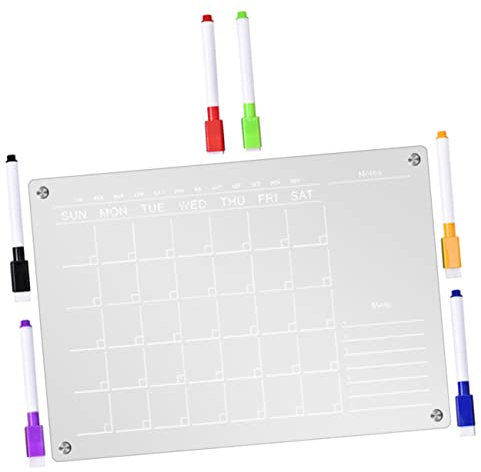 Gadpiparty 1 Satz Magnetische Notiztafel Magnettafel magnetischer, trocken abwischbarer Kalender Kühlschrankplaner Trockenlöschtafel aus Acryl für den Kühlschrank Transparent
