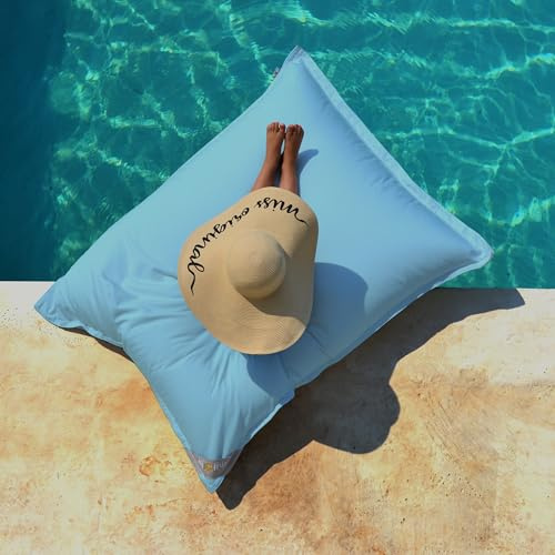 chillisy® Pool Sitzsack Mallorca Junior 130 x 100 cm – schwimmend – 150 kg Tragkraft – 5 Jahre Farb-Garantie – Wasserfest, UV-beständig & waschbar - Aqua Blau [130x100 cm]