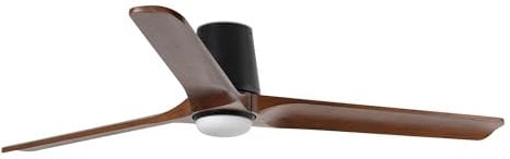Faro Heywood Tub Ventilador de techo grande de 3 aspas en negro mate y nogal con luz 2700-4000-6000K