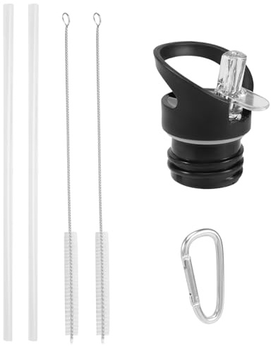NIZEAMI Standard Size Straw Lid for Standard Bottle, with 2 Reusable Drinking Starws and Clean Brushes