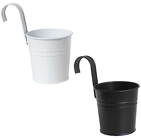 TOYANDONA 1set Detachable Hanging Flowerpots with Hooks Simple Iron Plant Pots for Vertical Space Utilization for Fences Handrails and Gardens Black White Color Options 2pcs