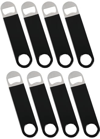 Leendines 8 Pack Stainless Steel Flat Beer Bottle Openers, Stainless Steel Bartender Openers, Black