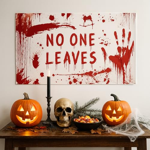 Halloween Banner XXL, 110cm x 180cm, Türdeko für Party, Halloween Deko Türdeko, Horror Deko für Haustür und Garage, Wiederverwendbare Haloween Fahne aus Polyester