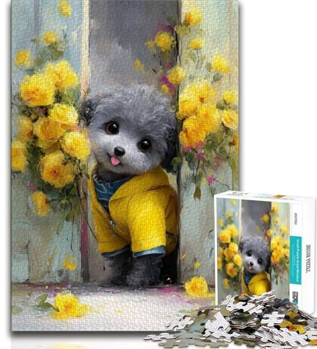 Puzzle für Erwachsene, 1000 Teile, Teddy-Welpen-Puzzle für Erwachsene, anspruchsvolle Familienaktivitätsspiele, DIY-Spielzeug für Heimwanddekorationsgeschenke (Größe 75x50cm)