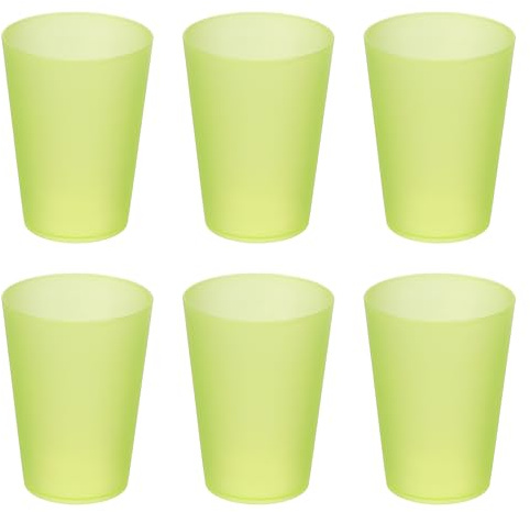 sourcing map 6 Pcs Plastic Tumblers, 11.8oz Reusable Drinking Glasses Unbreakable Water Tumblers for Home Office Outdoors Restaurant Water, Coffee, Milk, Juice, Tea, Clear Yellow
