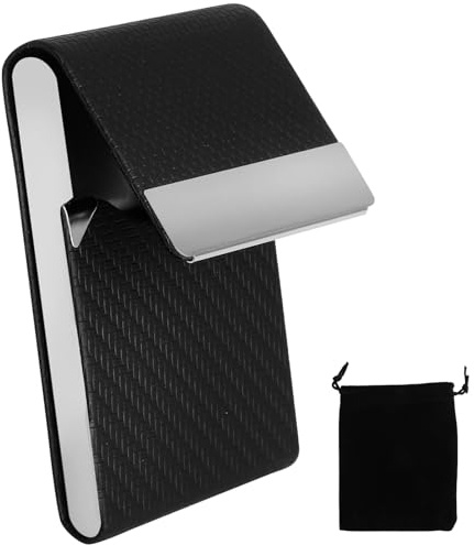 Porte-cartes de visite en cuir PU, étui à cartes professionnel en métal inoxydable, pochette de cartes de visite en métal, porte-cartes élégant avec fermeture magnétique pour les voyages et le travail