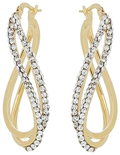 DelPia, Orecchini Modello Dea Senia 2begold Oro 18Kt Argento Sterling 925 con Cristalli Luminosi