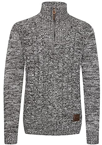 !Solid SDPankraz Herren Strickpullover Troyer Grobstrick Pullover mit Zopfstrickmuster Reißverschluss 100% Baumwolle Regular fit, Größe:XL, Farbe:Coffee Bean (5973)