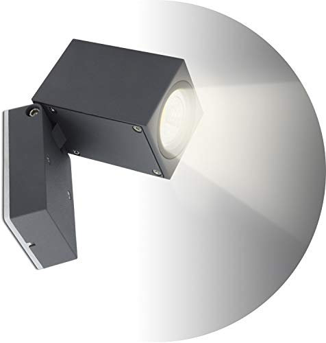 Topmo-plus Wandstrahler Garten Wandlicht Flur Wandstrahler Terrassen Aluminium Wandspot / 5W GU10 LED naturweiße Glühbirne inklusiv/ 90 Grad drehbar Wasserdicht Korridor/Balkon/Flurleuchte