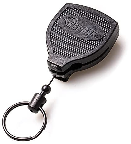 KEY-BAK SUPER48 PLUS HD 0S48-8474 Porte-clés ambidextre rétractable avec cordon rétractable de 121,9 cm et clip de ceinture en acier verrouillable Noir 226,8 g