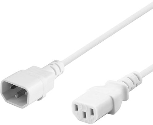 BestPlug 50cm Strom-Kabel Netz-Kabel Verlängerung für Kaltgeräte, C14 Stecker männlich auf C13 Buchse Kupplung weiblich, Weiß