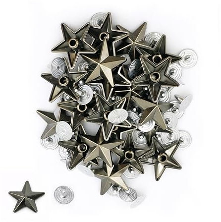 WedDecor Gunmetal 20mm Nailhead Star Studs Hand Pressed Metal Punk Rivets for Leather craft, Goth & Accessories, Belt, Designer Clothes and DIY Decoration, 50pcs