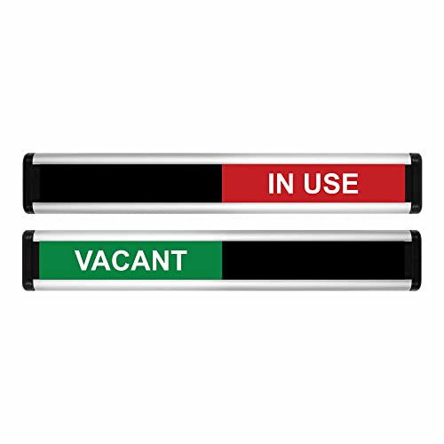 ViroDisplay® Vacant/In Use Sliding Door Sign – Green/Red Edition – 214 x 40mm – Anodised Silver Profile with Black End Caps – Self-Adhesive Fixing