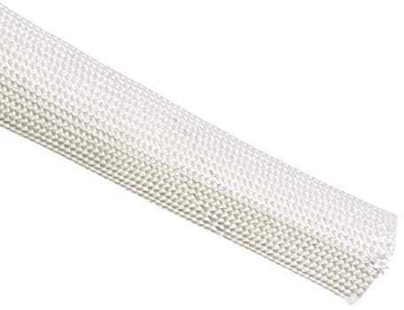 sourcing map Aislamiento Trenzado Manguito, 9.8 Pies-16mm Alta TEMPERATURA Vidrio Fibra Manguito Blanco