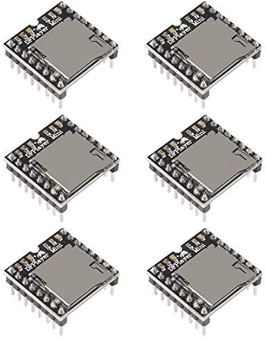 6PCS Mini MP3 Player Module DFPlayer Player Module MP3 Voice Decode Board Supporting TF Card U-Disk IO/Serial Port/AD for Arduino