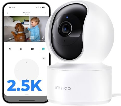 IMILAB C20 Intelligente Überwachungskamera, 360Drehansicht, verbesserte Nachtsicht 1080P-Überwachungssystem für Bewegungserkennung Arbeiten Sie mit Alexa Google Home, Zwei-Wege-Audio