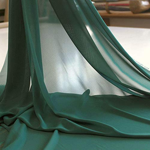 TOLKO Chiffon Stoff Meterware für Rock Bluse Tücher | Halb transparent knitterarm weich fallend | leicht wie Tüll Voile | Dekostoff für Gardine Vorhang Sichtschutz Stoffe zum Nähen Meterware (Grün)