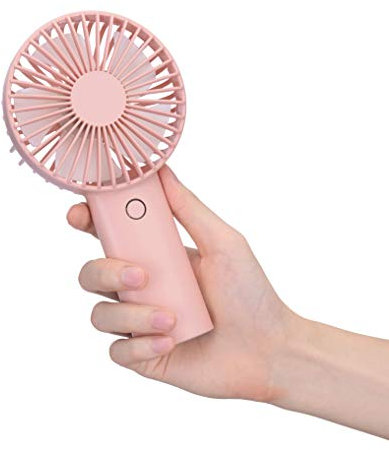 Ventilateur à Main, Mini Ventilateur USB Poche, 4400 mAh Rechargeable Batterie avec 3 Vitesses Réglable, Silencieux Portatif Personnel Ventilateur pour Maison, Extérieur, Bureau, Voyage (Rose clair)