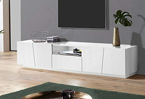 Web Convenienza Mobile TV con 4 Ante e 1 Cassetto - Made in Italy - Mobile Televisore con Anta Contenitore Collezione Sprint per Soggiorno Cucina Sala da Pranzo Mobile Design moderno, Bianco Lucido
