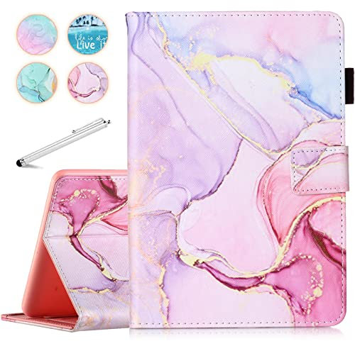 Fancity Case Fits All-New Amazon Kindle Fire HD 10 & 10 Plus (13th/11th Generation, 2023/2021 Release), PU Leather Stand Cover with Smart Auto Wake/Sleep & Pen Holder Card Slot, Pink Marble