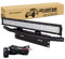 SKYWORLD LED-Lichtleiste, 23 Zoll 144W Spot-Flut-Kombistrahl, Arbeitslampe mit schwarzer Kennzeichenhalterung, 12 V Kabelbaum-Set Wippschalter für LKW Auto ATV SUV 4X4