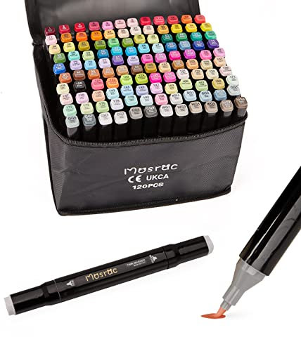 Feutre a Alcool Twinmarkers 121 Couleurs Marqueurs,Permanents Coloriage Pour Adultes Enfants,Brush Markers Pinceau Professionnel Dessin Double Tête Plus Blender Incolore (non free flowing mark pen)