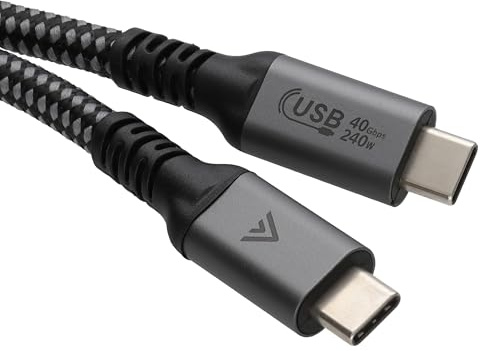 kenable USB4 Cable 40Gbps Thunderbolt 3/4 Compatible USB Type C to USB C Braided Metal 0.5m