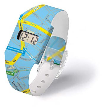 I LIKE PAPER - Lost IN Berlin – Fresh Blue Pappwatch/Watch/Digitale Armbanduhr ausTyvek® - reissfest - wasserabweisend - Digitale Anzeige für Uhrzeit und Datum