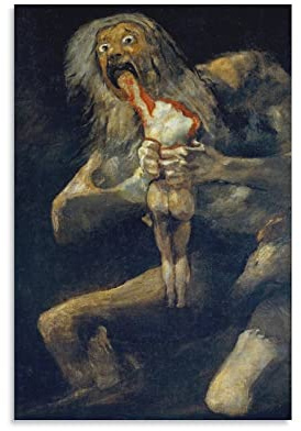 TEXPACK Poster auf Leinwand, Motiv: Court Painters Francisco Goya Saturn verschlingt seinen Sohn, dekorativer moderner Druck, Bild, Kunstwerke, Poster, 50 x 75 cm