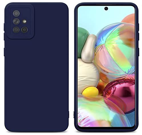 Cadorabo Hülle kompatibel mit Samsung Galaxy A71 4G Schutzhülle TPU Silikon Case Liquid Design mit Kameraschutz Slim Kratzfest Weiche Gummi mit Rundumschutz Case Hülle für Galaxy A71 4G in Blau