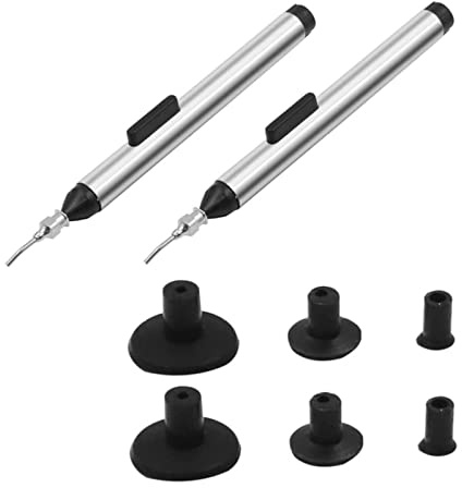 MANTTH 2 Pcs Manual Solder Suckers Vacuum Sucking Pens Sucking Pickup Tools with 3 Interchangeable Suction Pads for IC SMD SMT Precision Component Power Tool