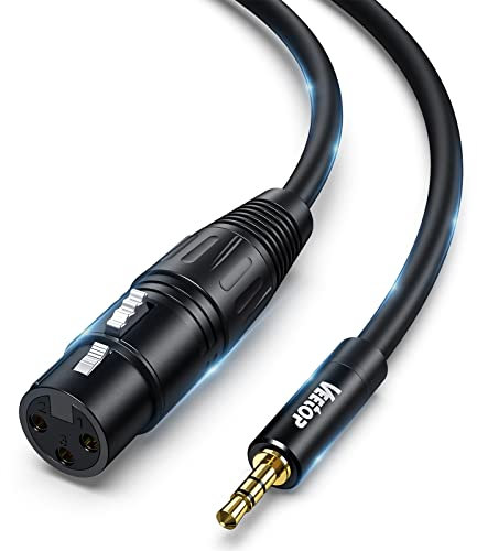 Veetop 2m 3.5mm to XLR Microphone Cable - XLR Female to 3.5mm Mini Jack TRS Balanced Audio Stereo Cable - Compatible with Laptop, DSLR Camera, Sound, DV