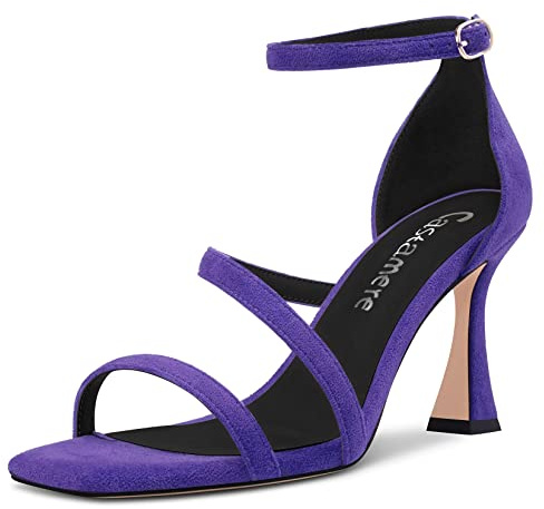 Castamere Donna Medio Tacco Heel Aperte sulla Punta Sandali Cinturino alla Caviglia da Matrimonio Dress 8.5 CM Heels Viola 35 EU