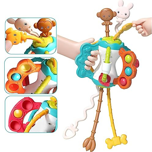 【2025 Neueste】 NEEMOSI Saugnapf Spielzeug Baby 3 Stück Sensorik Spinner Spielzeug für Baby Drehspielzeug Badewannenspielzeug Baby Spielzeug Suction Cup Geschenke ab 1 Jahr (Zugschnur)
