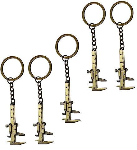 Abaodam 5pcs Caliper Key Chains Mini Vernier Caliper Keychain Pocket Pendant for Schoolbag Hanging Decor Key Chains
