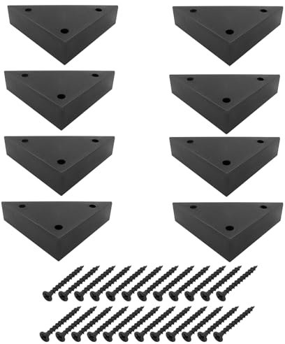 Cionyce Lot de 8 pieds de canapé d'angle triangulaires en plastique de 15 cm, pieds de meubles noirs avec vis de montage (8 ensembles)