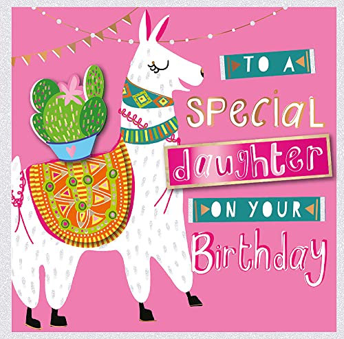 Geburtstagskarte für Tochter, verziert, rosa Lama, SCER0205/F