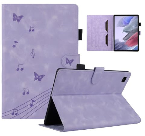 LSPCASA Funda Samsung Galaxy Tab A7 Lite Patrón De Mariposa Funda Galaxy Tab A7 Lite con Ranuras para Tarjetas para Samsung Galaxy Tab A7 Lite SM-T220/T225 Púrpura