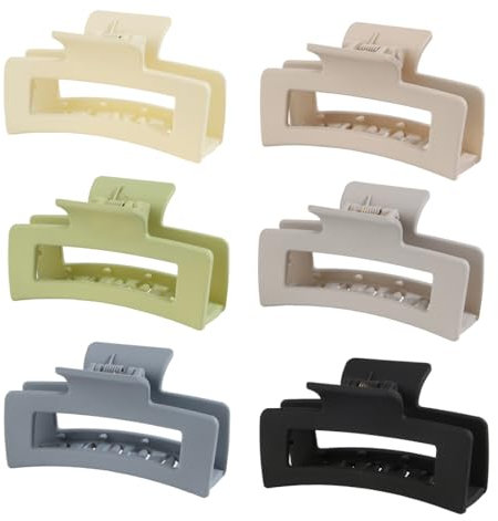 GNALIA 6 Piezas De Pinzas Grandes Para El Pelo Pinza Grande Hair Claw Con Resorte Fuerte Para Pelo Abundante Largo Grueso Fino Rizado Antideslisante Clásico Color
