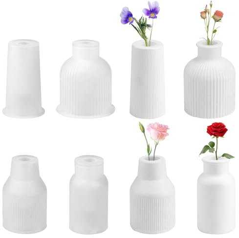 DBREAKS 4 Pcs Vase Silikonform, Gießformen Silikon Vase, DIY epoxidharz Formen silikon, Blumenvase Silikonformen, Harz Form Zur Herstellung Vasen, Stifthaltern, Resin Moulds Dekoration des Hauses